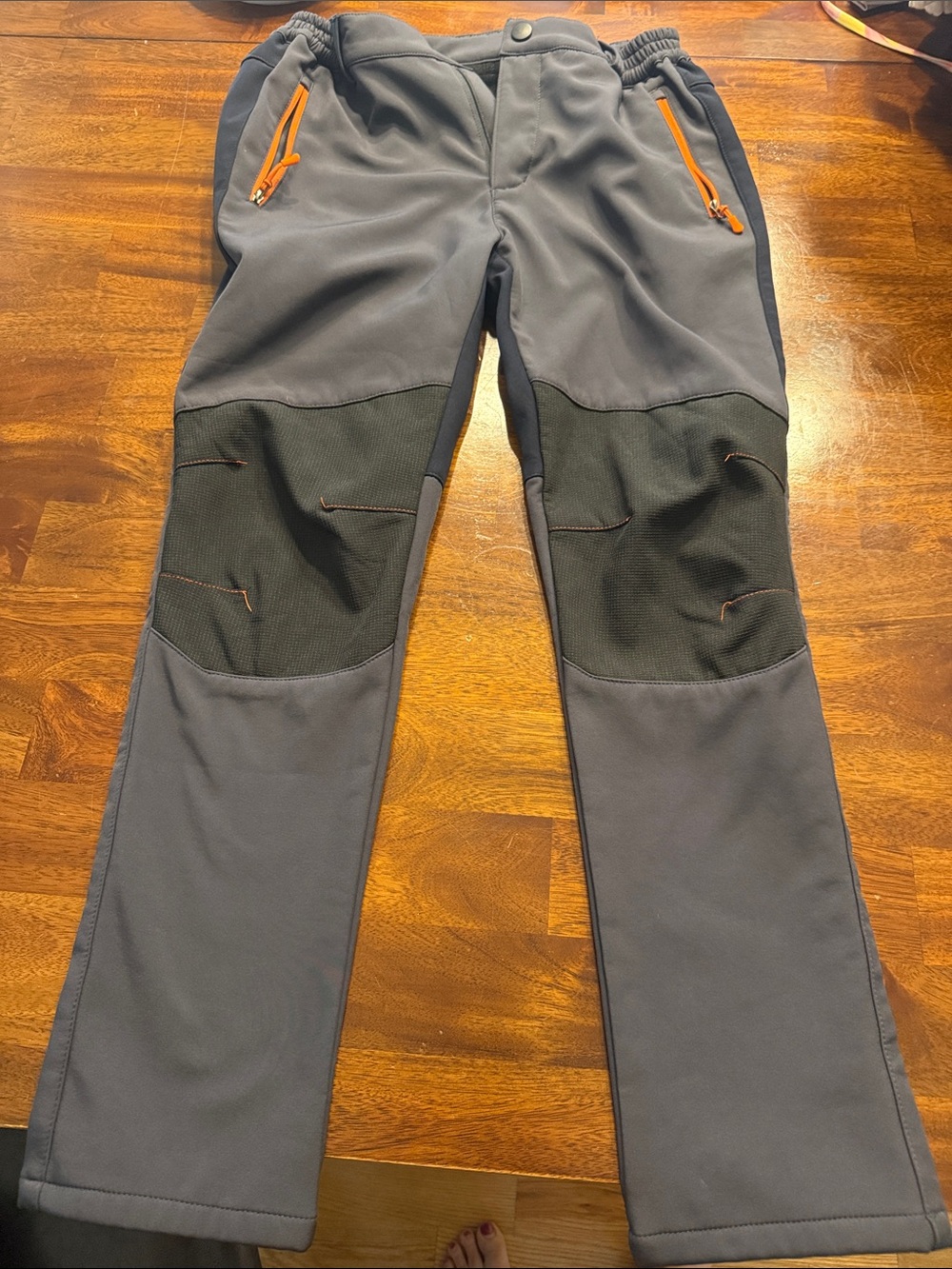 Amazon Essentials Gray Jogger Pants with Orange Zip Accents
